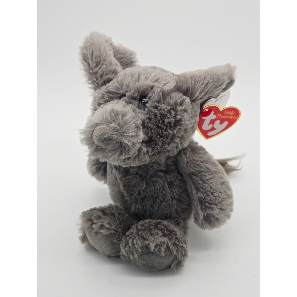 Ty Attic Treasures ELLA the  Elephant Grey Plush Stuffed Animal Heart Tag 8" NWT